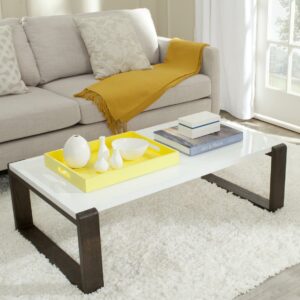 SAFAVIEH Bartholomew Scandinavian Lacquer Coffee Table White / Dark Brown