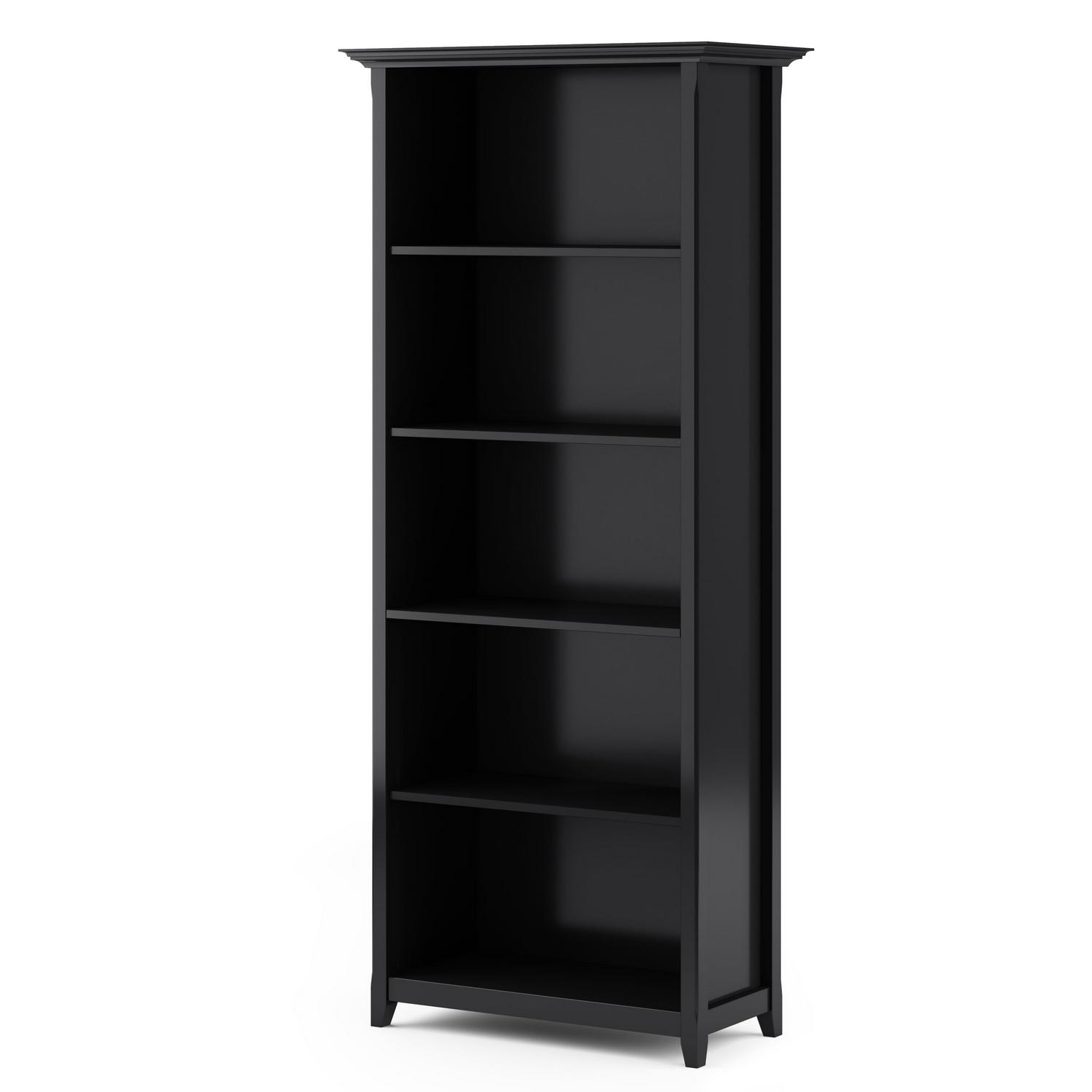 Amherst 30 inch Wide Solid Wood Transitional 5 Shelf Bookcase in Black - Image 5