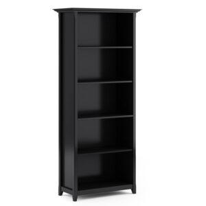 Amherst 30 inch Wide Solid Wood Transitional 5 Shelf Bookcase in Black