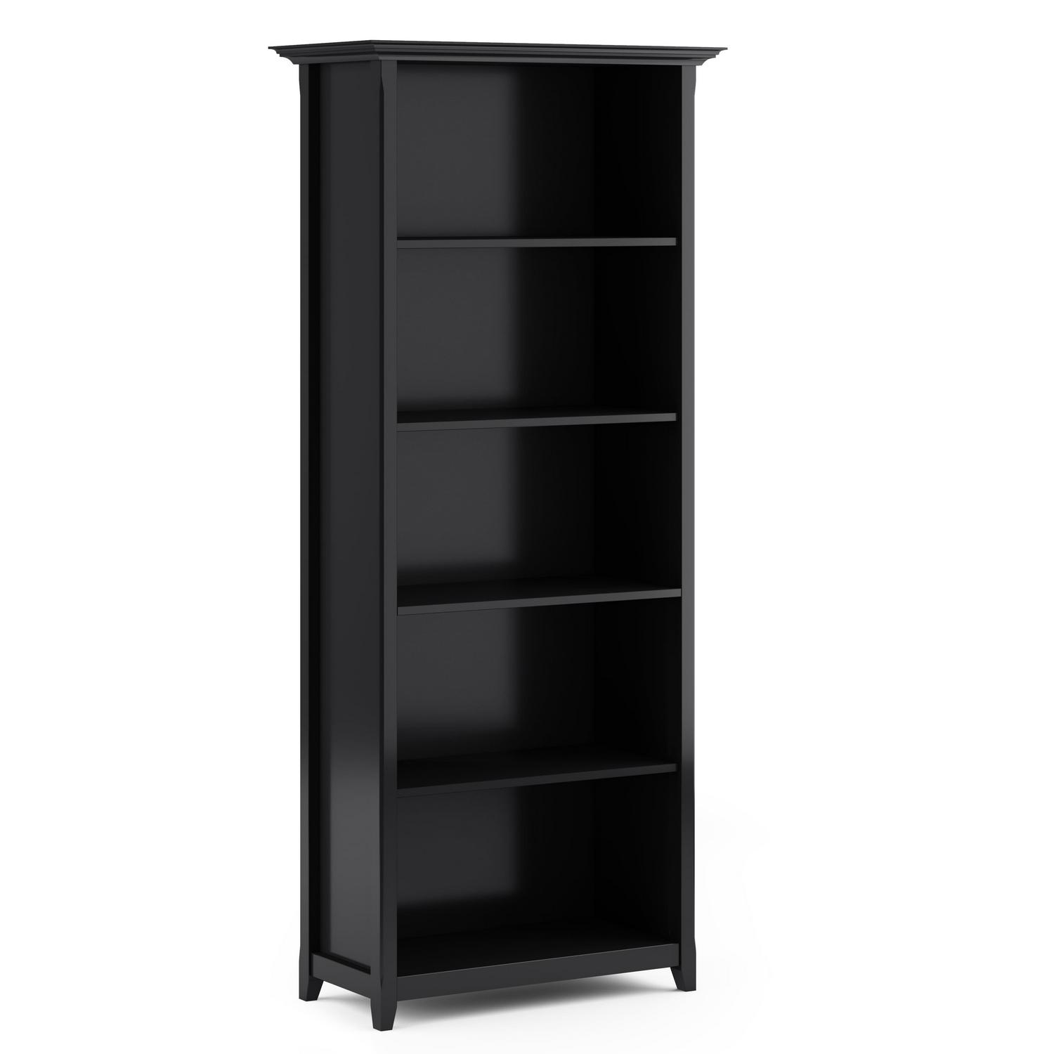 Amherst 30 inch Wide Solid Wood Transitional 5 Shelf Bookcase in Black