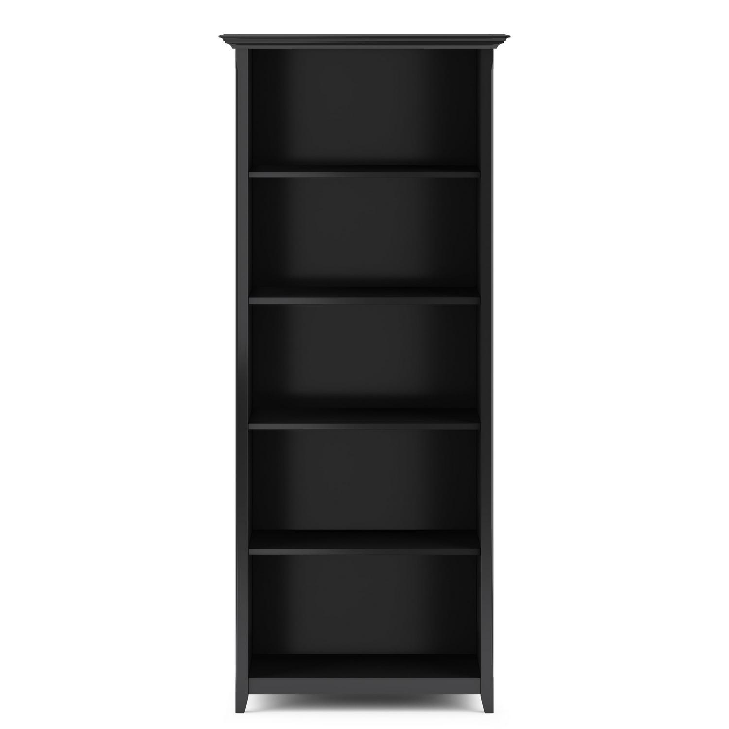 Amherst 30 inch Wide Solid Wood Transitional 5 Shelf Bookcase in Black - Image 4