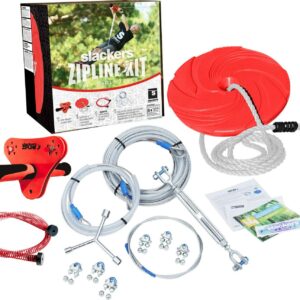 Slackers 90' Zipline Kit with Seat and Bonus Spring Brake System Including Premium Zipline Safety Features
