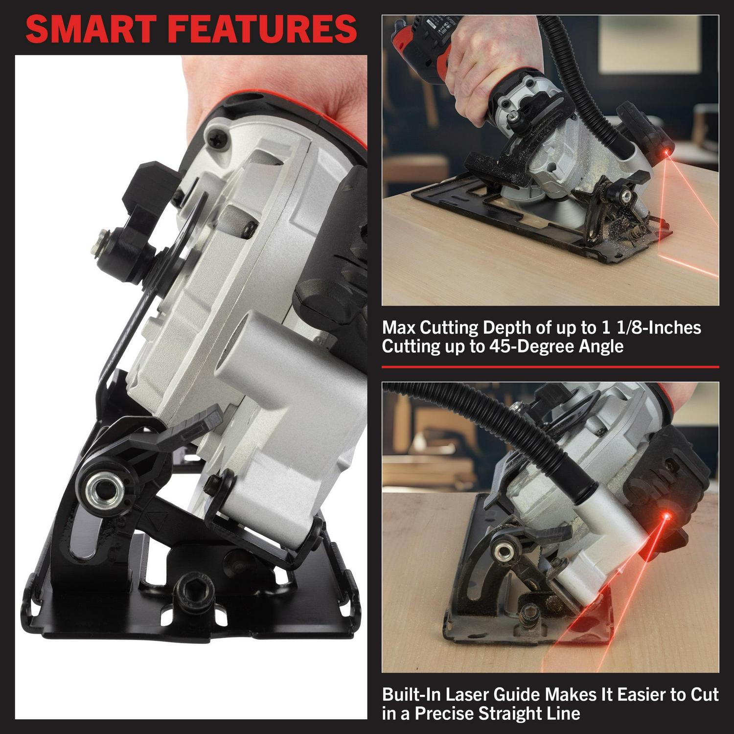 Stalwart 5.8 Amp 4-1/2 Inch Mini Circular Saw with 6 Blades and Laser Guide - Image 6