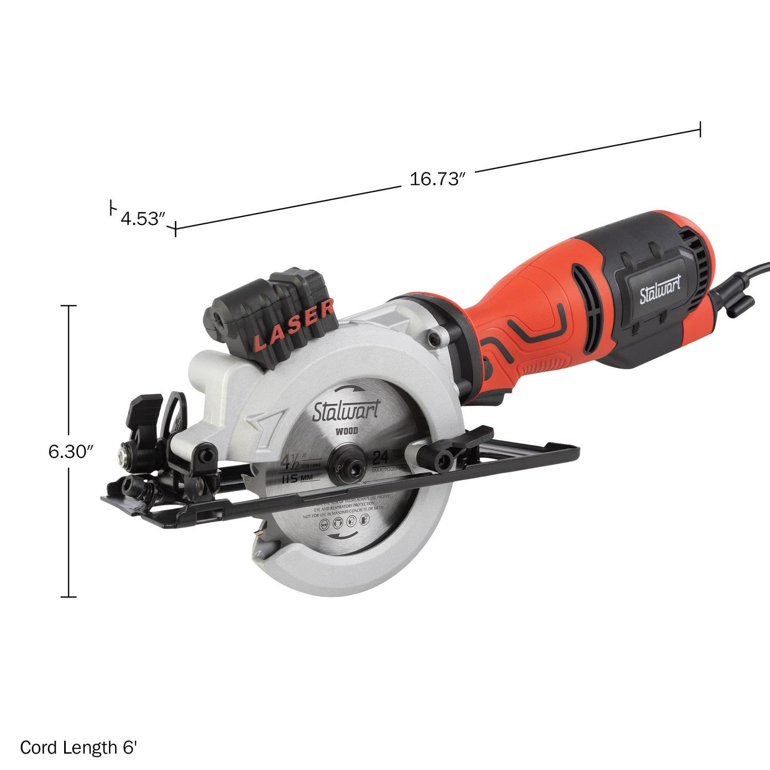 Stalwart 5.8 Amp 4-1/2 Inch Mini Circular Saw with 6 Blades and Laser Guide - Image 3