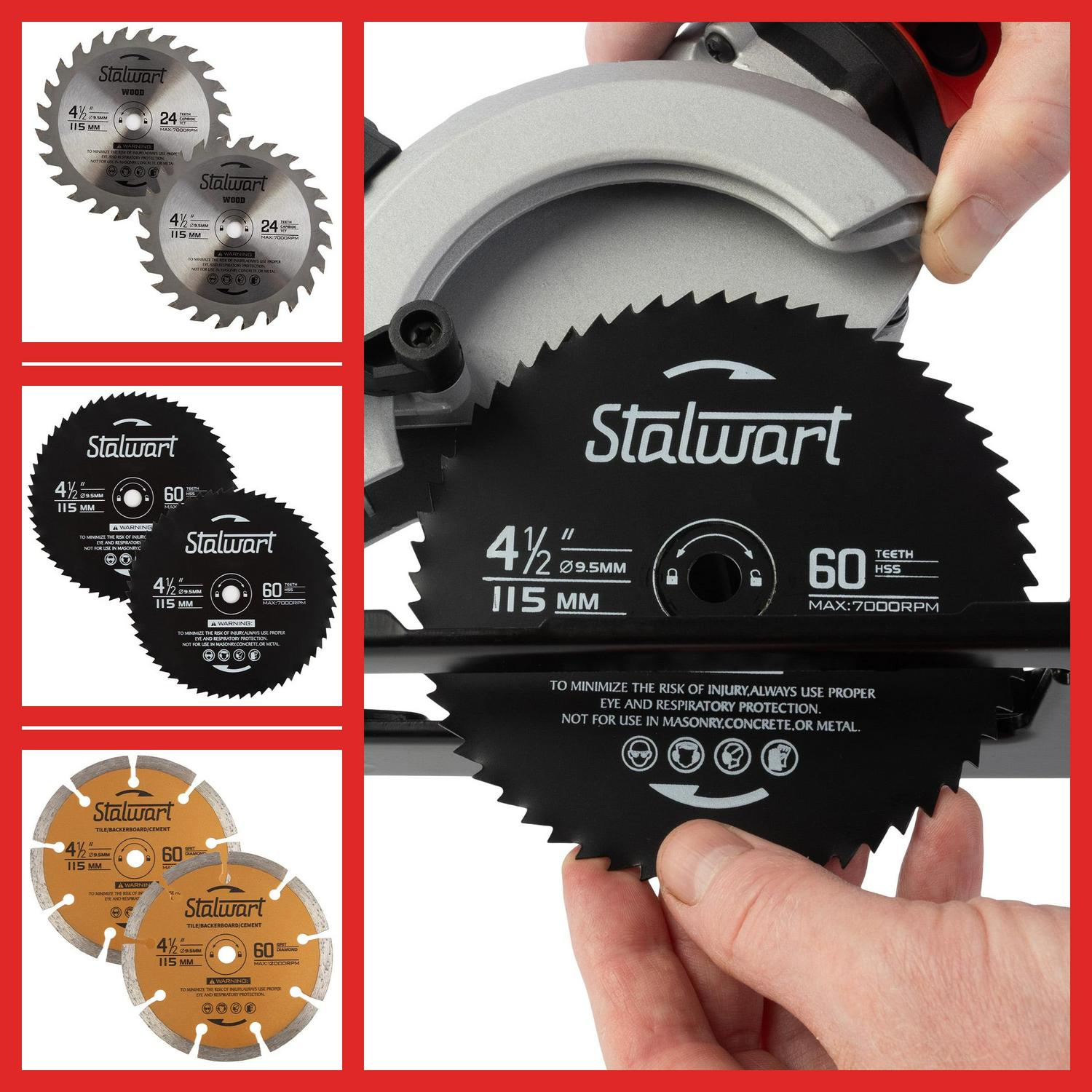 Stalwart 5.8 Amp 4-1/2 Inch Mini Circular Saw with 6 Blades and Laser Guide - Image 12