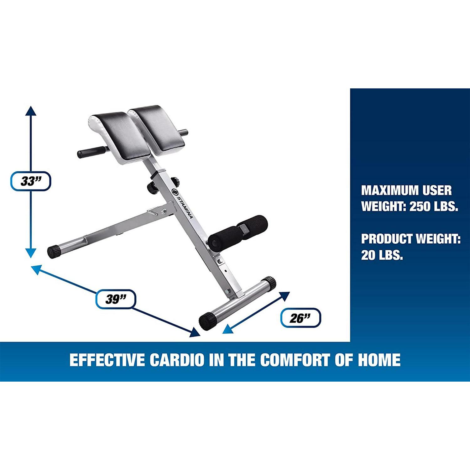 Stamina Products Adjustable Hyperextension Padded Fitness Exercise Bench - Image 6