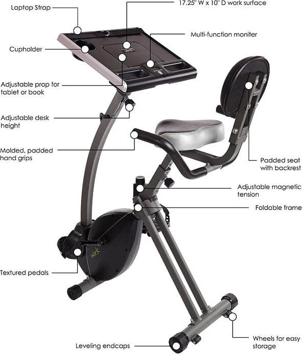 Stamina WIRK Upright Exercise Bike Workstation and Standing Desk, 300 lb. Weight Capacity - Image 5