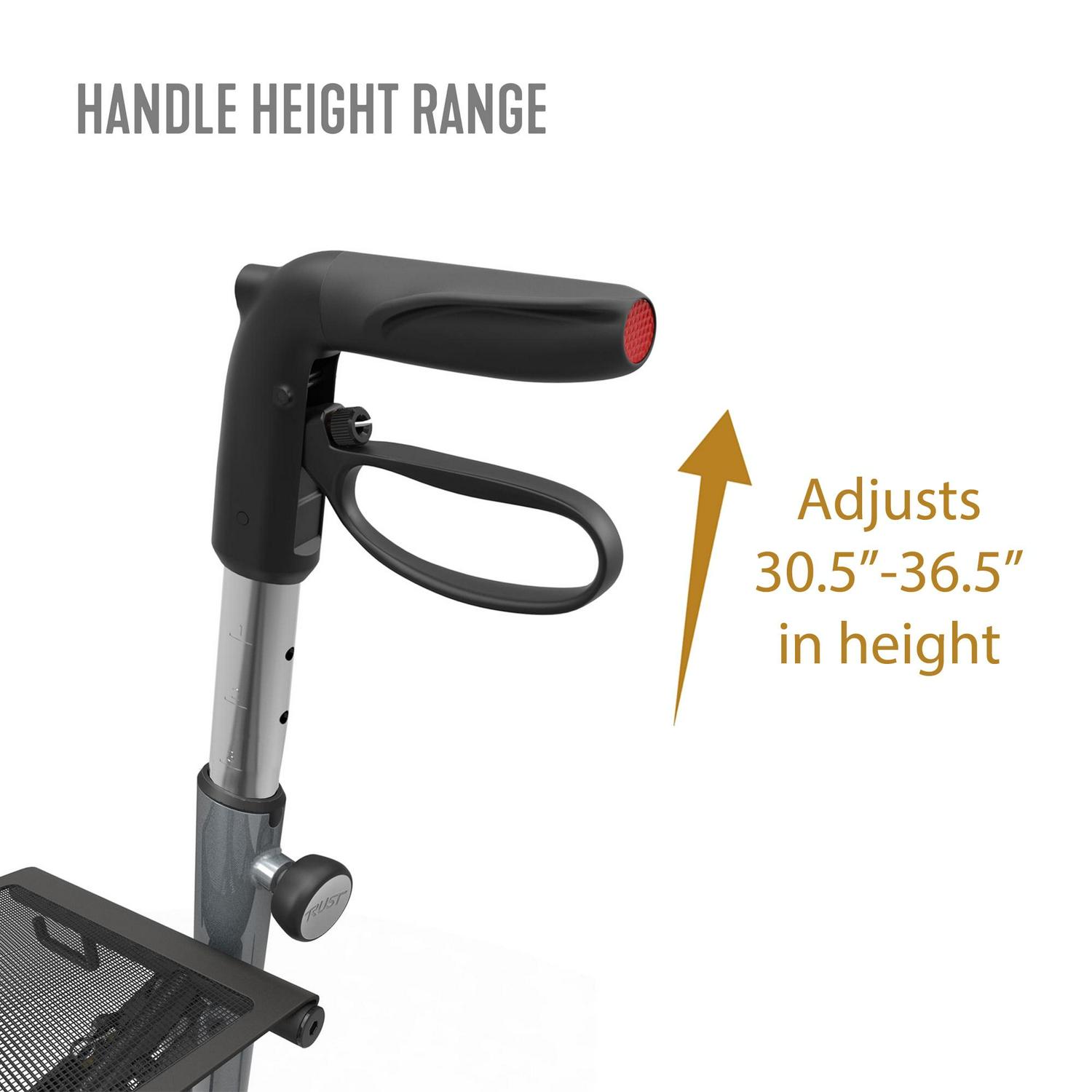 Stander Let's Move Rollator, Lightweight Four Wheel Walker with Seat, Gray - Image 9