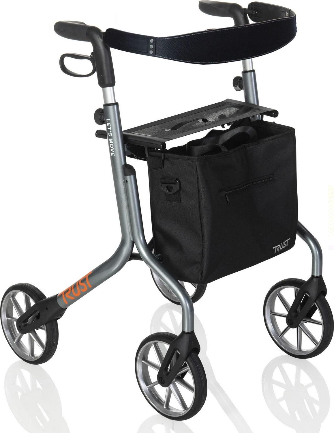 Stander Let's Move Rollator, Lightweight Four Wheel Walker with Seat, Gray
