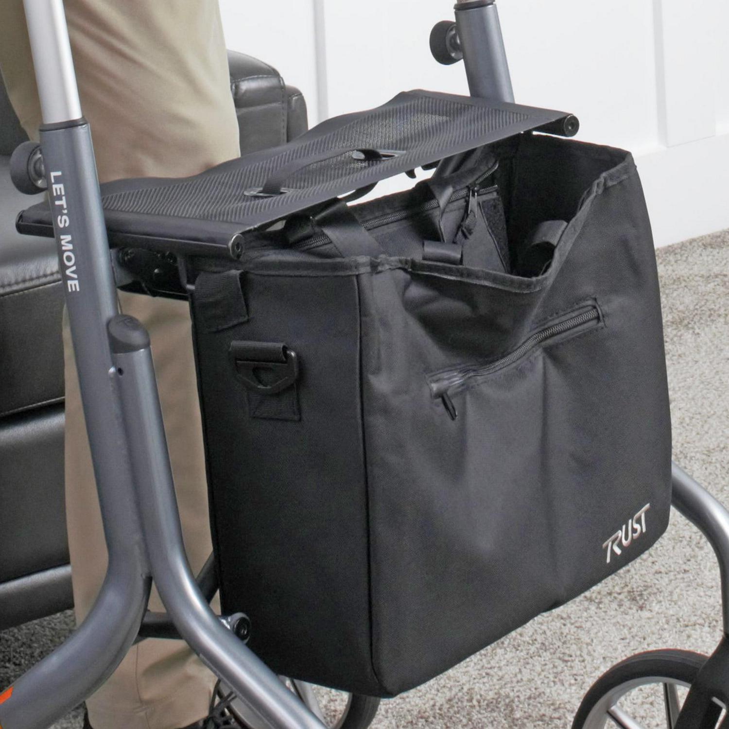 Stander Let's Move Rollator, Lightweight Four Wheel Walker with Seat, Gray - Image 4