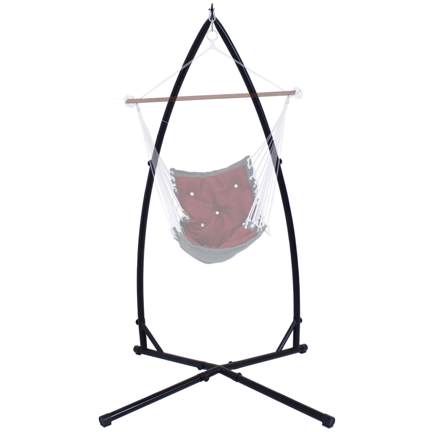 Sunnydaze 250 lb Capacity Powder-Coated Steel X-Base Hammock Chair Stand - Black