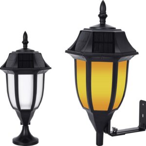 Techko Solar Wall or Pillar Light – Amber or White Light