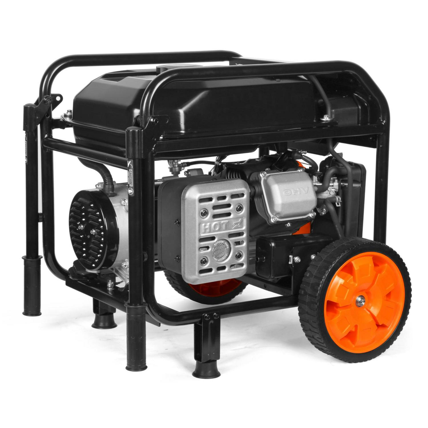 WEN 5,600-Watt Portable Generator with Wheel Kit, Electric Start, 224cc, Transfer-Switch, RV-Ready, and CO Watchdog (GN5602X) - Image 7