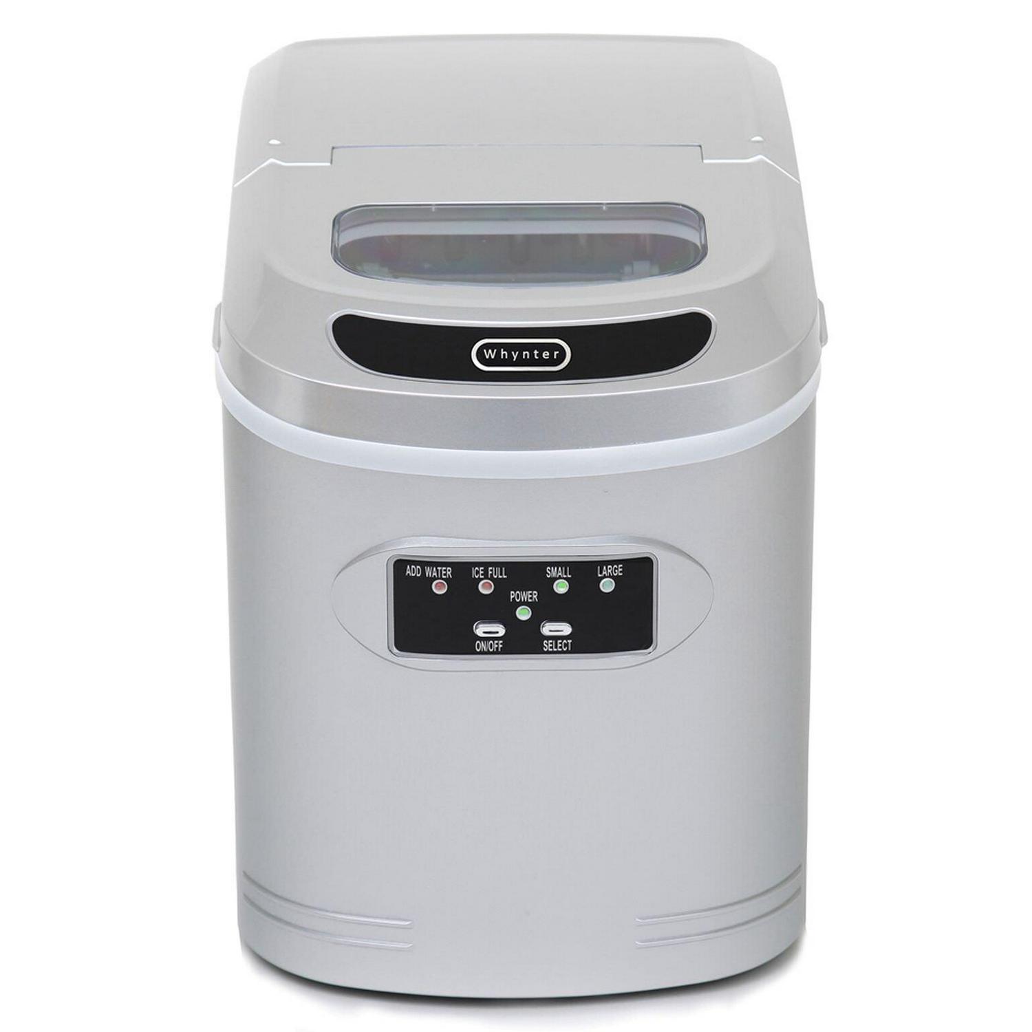 Whynter Compact Portable Ice Maker, 27 lb Capacity, Metallic Silver