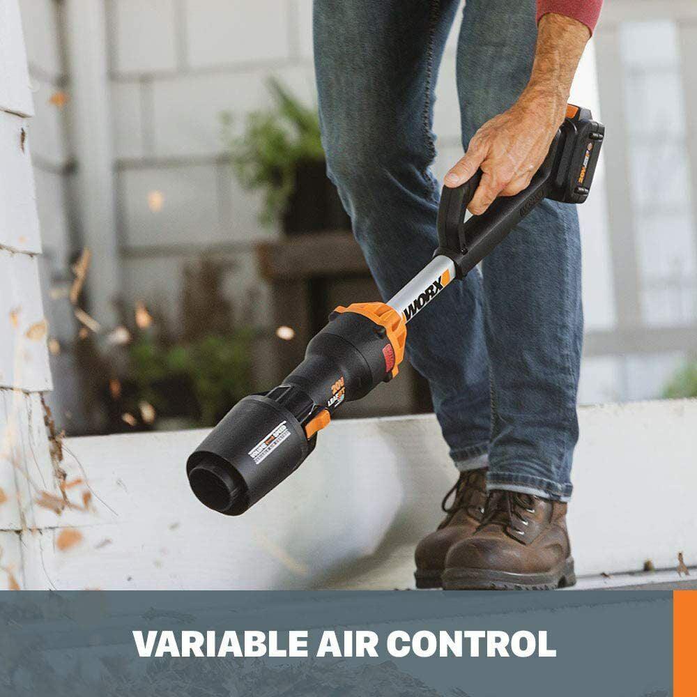 Worx WG543 130 MPH at 410 CFM Battery-Powered Cordless Leaf Blower, Sonic Turbine Technology - Image 3