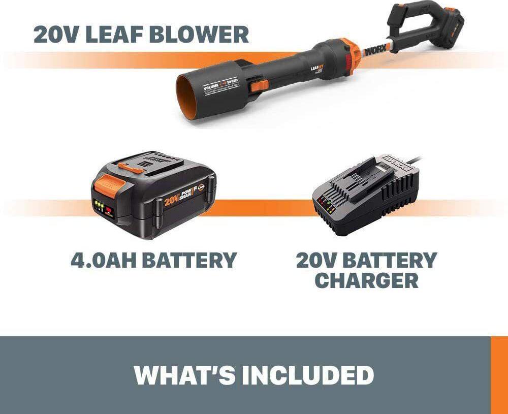 Worx WG543 130 MPH at 410 CFM Battery-Powered Cordless Leaf Blower, Sonic Turbine Technology - Image 5