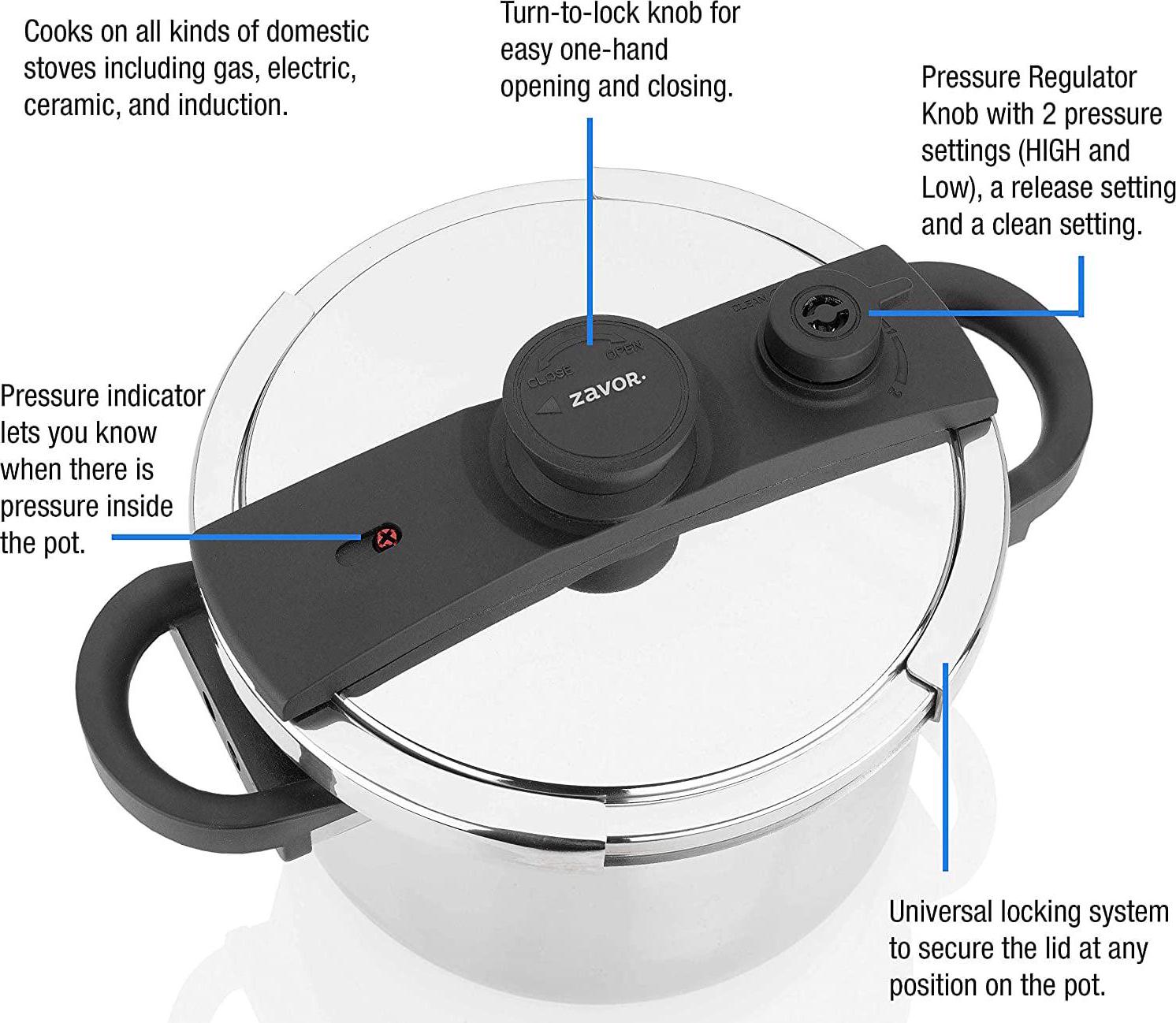 Zavor EZLock Stainless Steel Pressure Cooker 10 Quart & Pressure Canner - Image 4