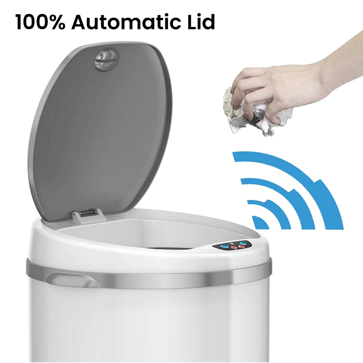 iTouchless Stainless Steel Sensor Trash Can w/AbsorbX Odor Control White 13 Gal MT13RW - Image 2