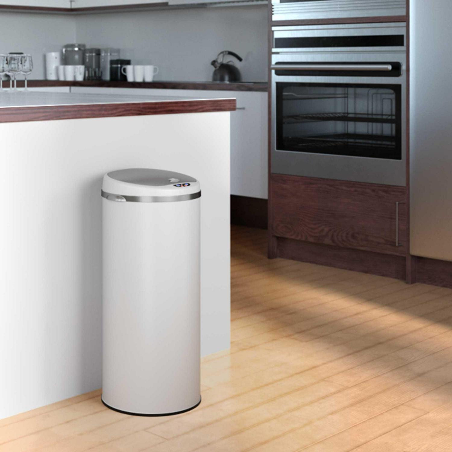 iTouchless Stainless Steel Sensor Trash Can w/AbsorbX Odor Control White 13 Gal MT13RW - Image 5