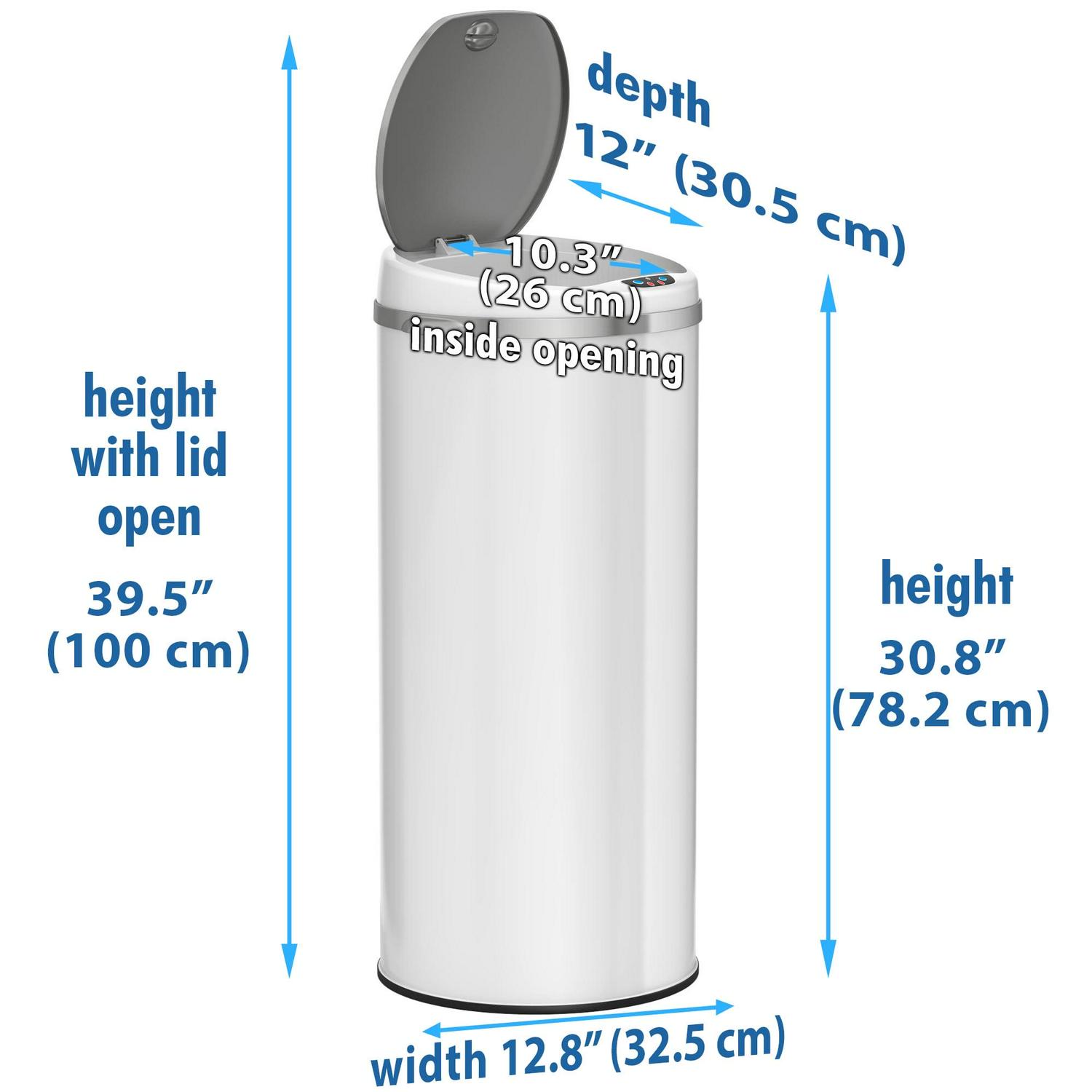 iTouchless Stainless Steel Sensor Trash Can w/AbsorbX Odor Control White 13 Gal MT13RW - Image 6